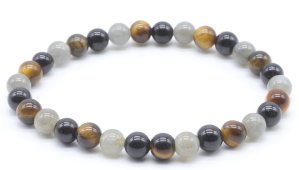 Armband Labradoriet, Zwarte Toermalijn, Tijgeroog kralen 6mm
