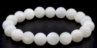 Armband Witte Maansteen 'AA' kralen 10mm