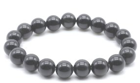 Armband Gouden Zwarte Obsidiaan kralen 10mm