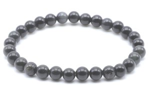 Armband Gouden Zwarte Obsidiaan kralen 6mm