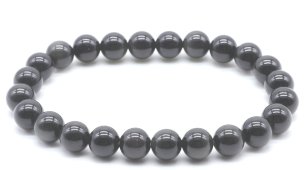 Armband Gouden Zwarte Obsidiaan kralen 8mm