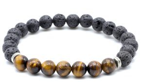 Armband Tijger & Lava 7-Mix kralen 8mm HEREN