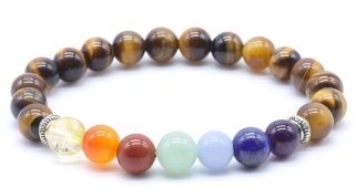 Armband Tijgeroog & 7 Chakra's kralen 8mm