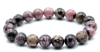 Armband 'Black Line' Rhodoniet kralen 10mm