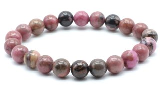 Armband 'Black Line' Rhodoniet kralen 8mm