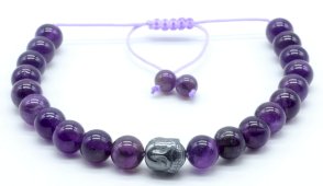 Verstelbare Armband Amethist kralen 8mm