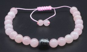Verstelbare Armband Rozenkwarts kralen 8mm