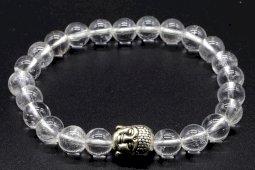 Armband Bergkristal & Boeddha kralen 8mm