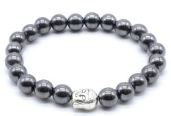 Armband Hematiet & Boeddha kralen 8mm
