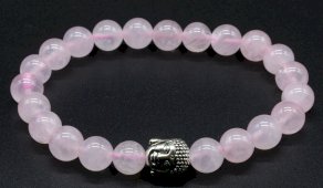 Armband Rozenkwarts & Boeddha kralen 8mm