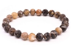Armband Zwarte Zonnesteen geslepen kralen 8mm