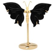 Vlinder Zwarte Obsidiaan op sokkel 14cm