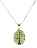 Ketting Zilver 925 Groene Jade & Levensboom