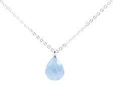 Ketting Zilver 925 Aquamarijn Druppel