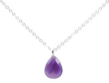 Ketting Zilver 925 Amethist Druppel