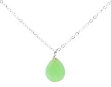 Ketting Zilver 925 Groene Jade Druppel