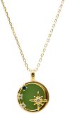 Ketting Zilver 925 Groene Jade & Sterren
