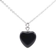 Ketting Zilver 925 Onyx Hart