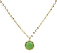 Ketting Zilver 925 Groene Jade Rond