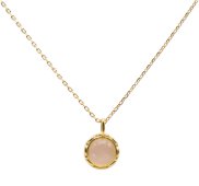Ketting Zilver 925 Rozenkwarts Rond