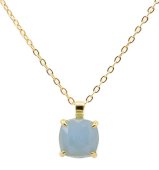 Ketting Zilver 925 Aquamarijn Vierkant
