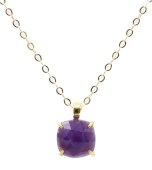 Ketting Zilver 925 Amethist Vierkant