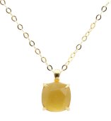 Ketting Zilver 925 Natuurlijk Citrien Vierkant