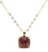 Ketting Zilver 925 Granaat Vierkant