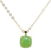 Ketting Zilver 925 Groene Jade Vierkant