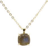 Ketting Zilver 925 Labradoriet Vierkant