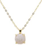 Ketting Zilver 925 Maansteen Vierkant