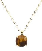 Ketting Zilver 925 Tijgeroog Vierkant