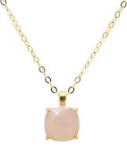 Ketting Zilver 925 Rozenkwarts Vierkant