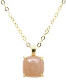 Ketting Zilver 925 Zonnesteen Vierkant