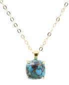 Ketting Zilver 925 Turkoois Vierkant