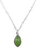 Ketting Zilver 925 'Zilveren Traan' - Groene Jade