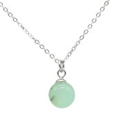 Ketting Zilver 925 Groene Jade Bol