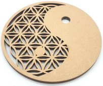 Houten Plaat Levensbloem Yin Yang 10cm