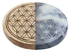 Onderzetter Hout/Marmer Levensbloem 10cm