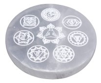 Plaat Seleniet Boeddha 7 Chakra's 10cm