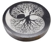 Seleniet Plaat Levensboom Yin-Yang Zwart/Wit 10cm