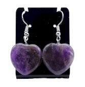 Oorbellen Hart Amethist 4cm