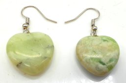 Oorbellen Hart Groene Jade 4cm