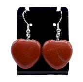 Oorbellen Hart Rode Jaspis 4cm