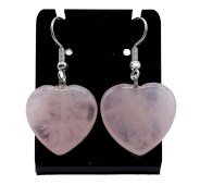 Oorbellen Hart Rozenkwarts 4cm