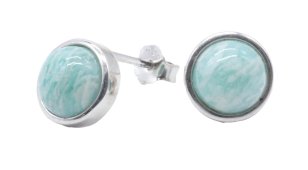 Oorbellen Zilver 925 Amazoniet rond gepolijst