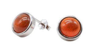 Oorbellen Zilver 925 Granaat rond gepolijst