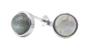 Oorbellen Zilver 925 Labradoriet rond gepolijst