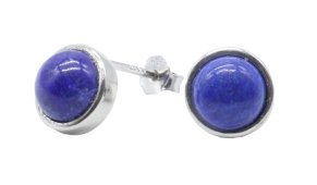Oorbellen Zilver 925 Lapis Lazuli rond gepolijst