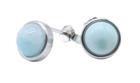 Oorbellen Zilver 925 Larimar rond gepolijst